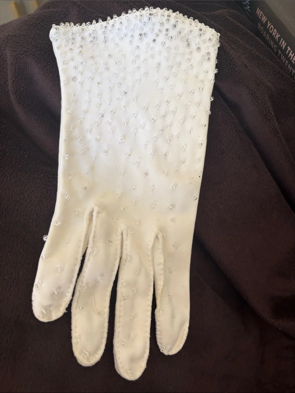 Women's Vintage White Embellished Evening Gloves- Roaring 20s
